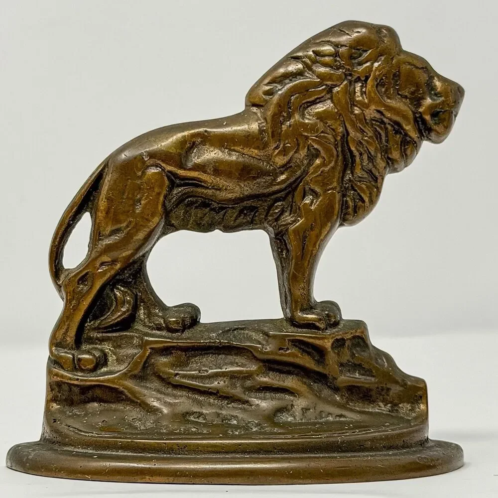 Antique Cast Iron Lion Bookends Pair Bronzed Art Deco Style Library Decor - Picture 4 of 8